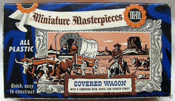Miniature Masterpieces 1/48 Covered Wagon - with Two Longhorn Oxen / Horse and Pioneer Family, K505-98 plastic model kit